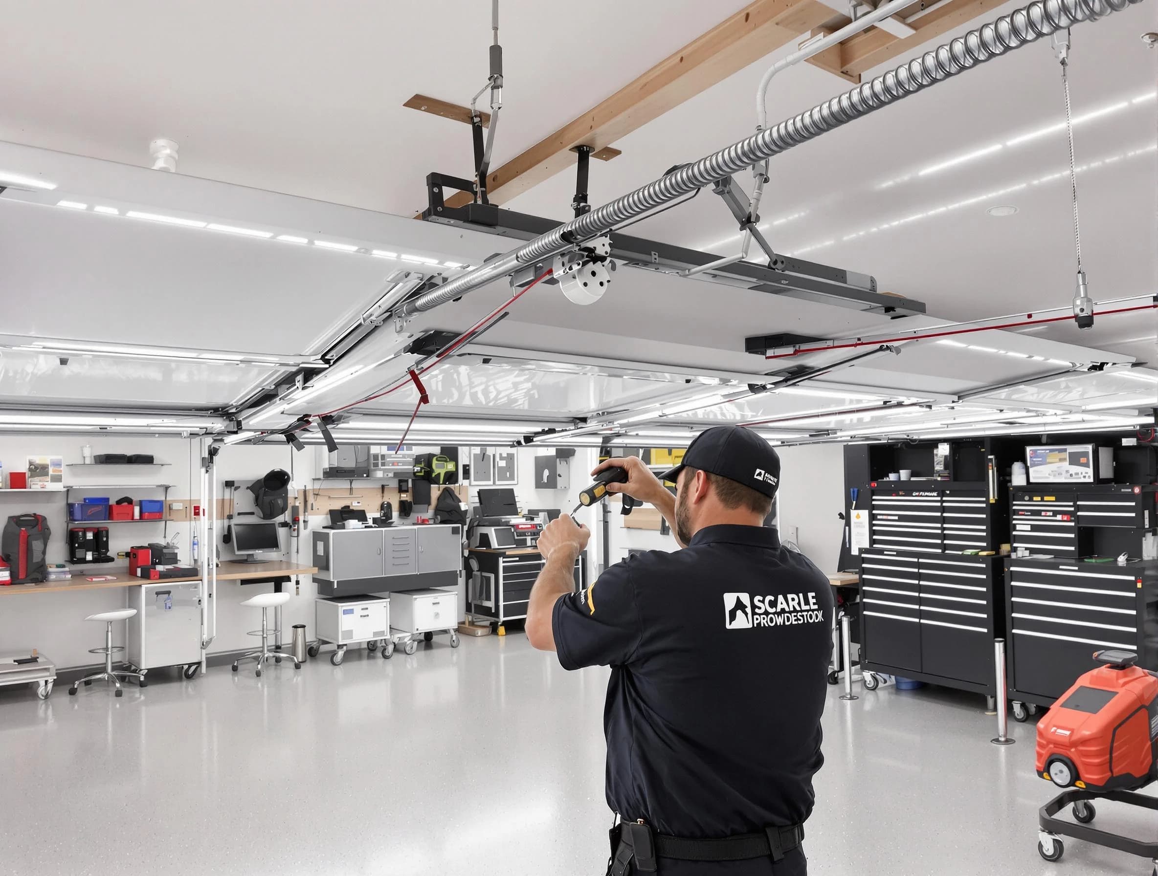 Sun City West Garage Door Repair technician repairing overhead garage door in Sun City West