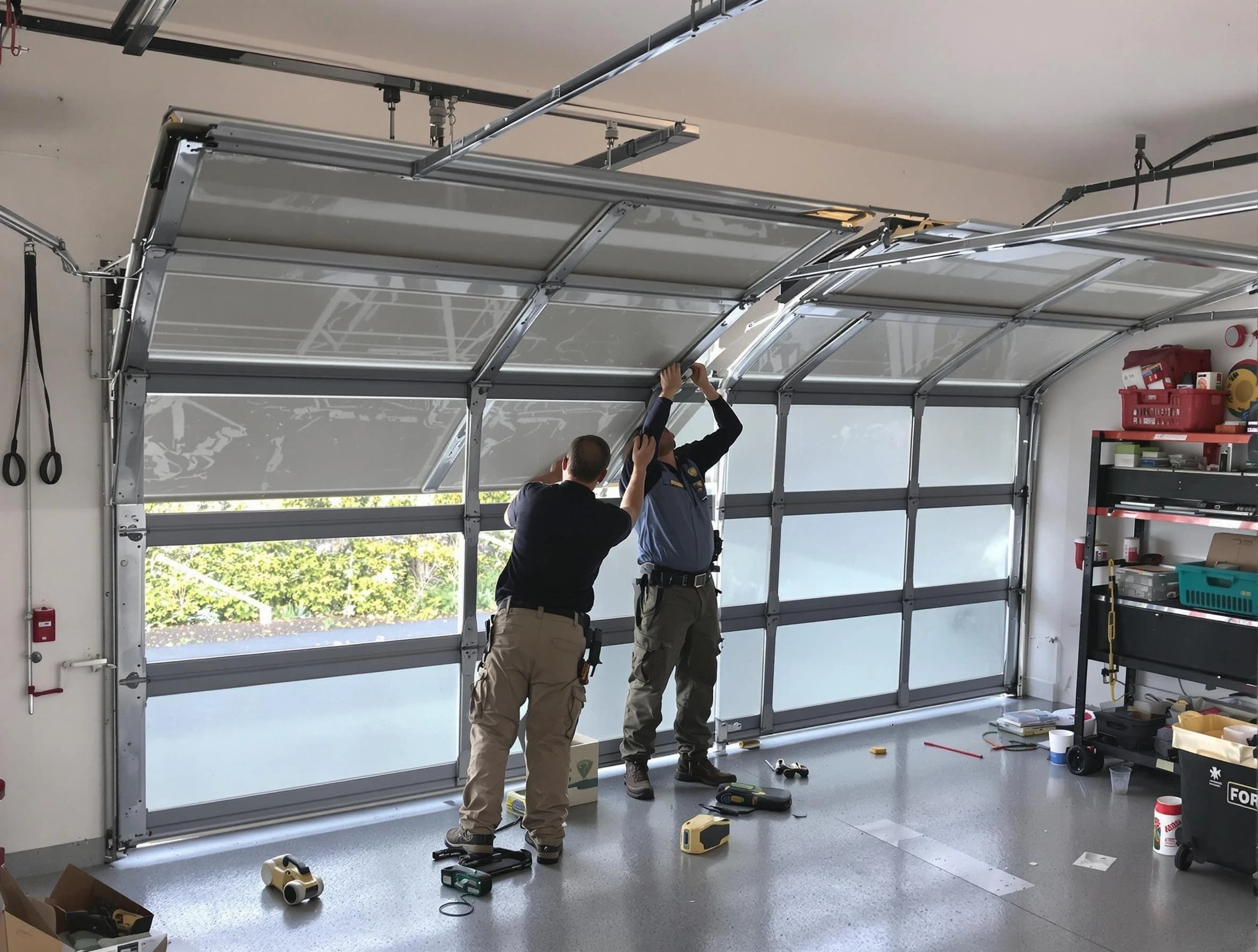 Sun City West Garage Door Repair expert performing precise panel replacement on Sun City West garage door