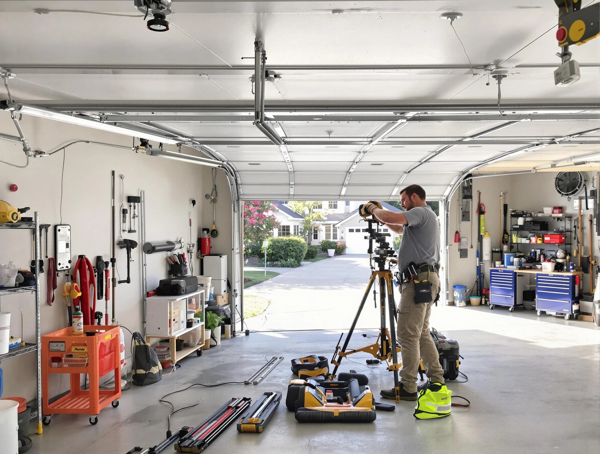 Sun City West Garage Door Repair specialist performing laser-guided track alignment in Sun City West